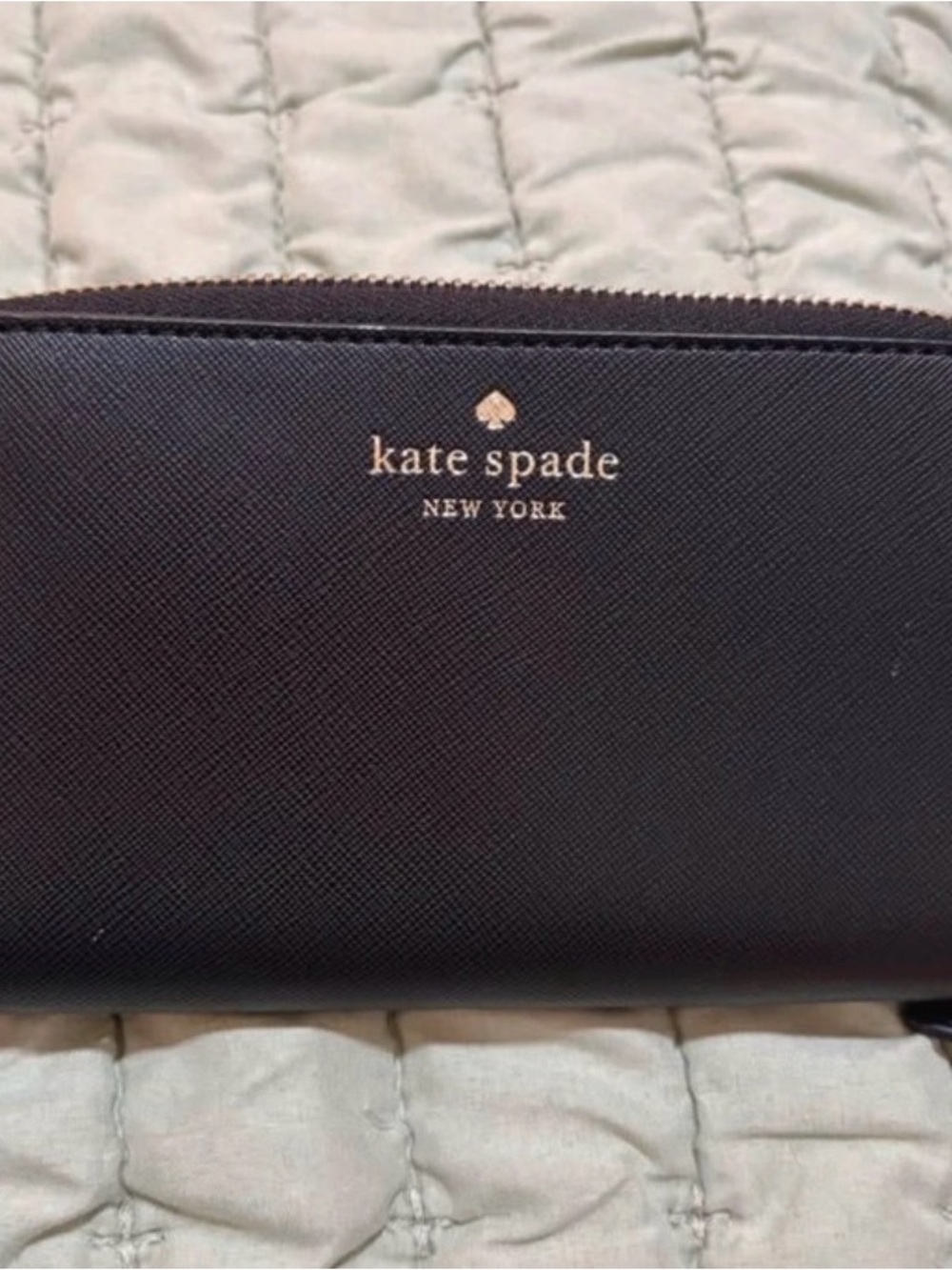 kate spade Black Cosmetic Pouch with Gold Logo